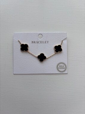 Gold-Dipped Black Clover Bracelet